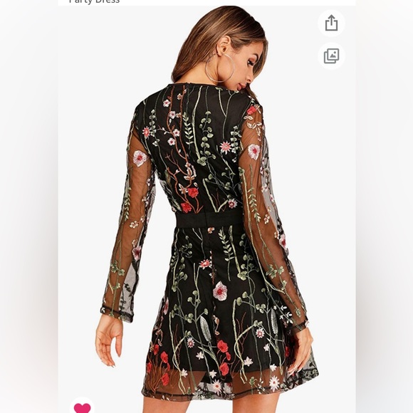 Floral Embroidered Mesh party dress 💐🌸🌷🌹🌻 - Picture 2 of 7